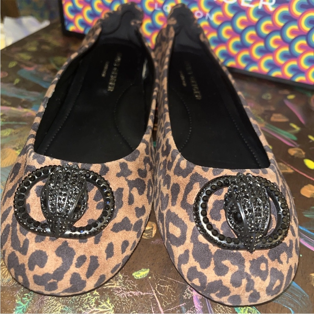 Kurt Geiger Brown Suede  Leopard Print  Chelsea Ballerina Flats MSRP $198 Sz 11 - Picture 6 of 10